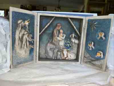 Starry Night Nativity Triptych Hand Painted Willow Tree by Susan Lordi - Demdaco
