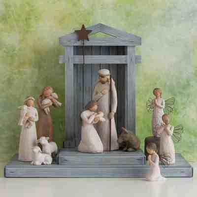 20pcs Willow Tree Nativity Figures Set Statue Hand Painted Decor Christmas Gift
