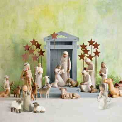 21pcs Willow Tree Nativity Figures Set Statue Hand Painted Decor Christmas Gift