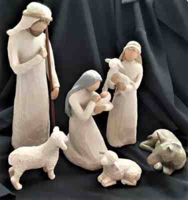 Willow Tree NATIVITY SET~ Joesph, Mary, Baby, Sheep, Shepherd, Donkey + Box 1999