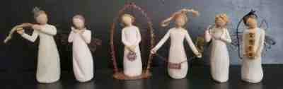 Lot of Six Willow Tree Angel Hanging Christmas Demdaco Ornaments 2006 - 2014