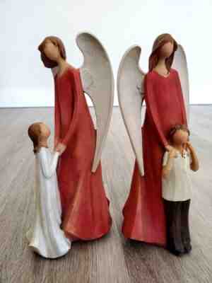 Willow Tree Set of 2 Guardian Angel Child Figurines Religious Home Decor 9"