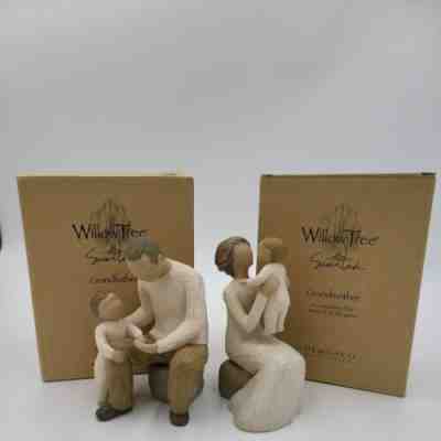 Pair Willow Tree Figurines By Demdaco Susan Lordi ~ Grandfather And Grandmother