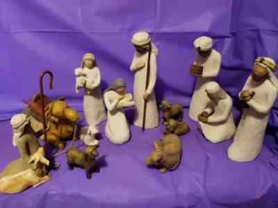 14 PC. WILLOW TREE NATIVITY SET MARY, JOSEPH WISE MEN SHEPARDS, ANIMALS:DEMDACO