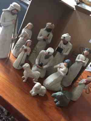 Authentic 11 + Piece Willow Tree Nativity Set Preowned â?? excellent condition.