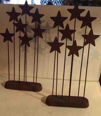 PAIR METAL STAR BLACKDROP HAND PAINTING BY SUSAN LORDI
