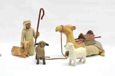 Willow Tree Shepherd and Stable Animals Camel Sheep with Box
