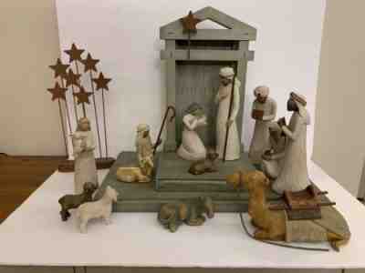 Willow Tree Nativity Set With CrÃ¨che Susan Lordi DEMDACO 15 Pc Christmas Large