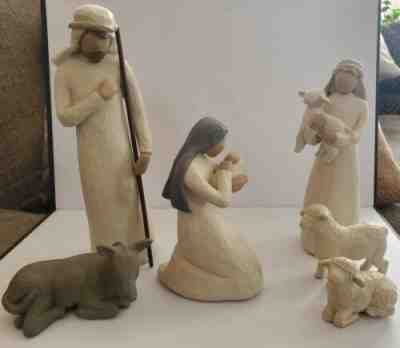 Willow Tree 6pc Hand Crafted NATIVITY Figures Set DEMDACO Holy Family #26005 GUC
