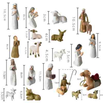 20pcs/set Willow Tree Nativity Figures Statue Hand Painted Decor Christmas Gift