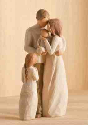 Willow Tree Figurines Set Mother Father & Baby with Daughter in Individual Boxes