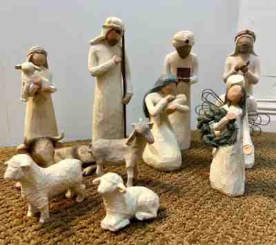Willow Tree 11-peice 1999 Nativity with Wisemen, Ox & Goat, Angel of Winter.