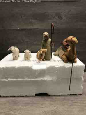5 Pc Willow Tree Nativity Figure Set Shepherd Camel 2 Sheep Dog Demdaco Stables