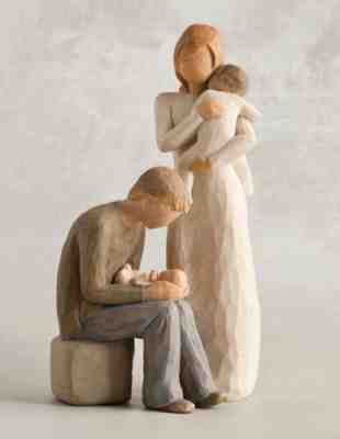 Willow Tree Mother & Father with Two Babies Figurine Gift Set Family Group