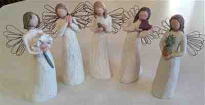 Lot 5 tall Willow Tree Angels: Love, Joy, Peace, The Heart, Welcoming 8"+ NICE