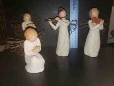 Lot of 4 Willow Tree Angels: Harmony, Miracles, Good Health, and the Hearth