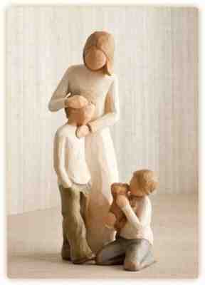 Willow Tree Figurines Set Mother with Two Sons Individually Boxed
