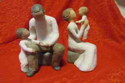 2001 WILLOW TREE GRANDMOTHER and GRANDFATHER w/ CHILD FIGURES By Susan Lordi