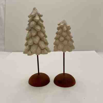 A Pair of DEMDACO Willow Tree Snow Covered Trees for Nativity in Mint Condition!