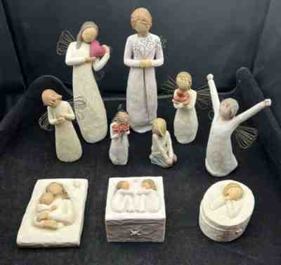 LOT OF Willow Tree Demdaco Figurines, 2 Trinket Boxes, 1 Wall Plaque, 1 Ornament