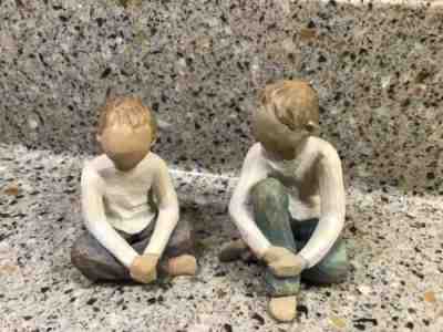 Lot 2 Willow Tree "Caring Child" & "Imaginative Child" 2008 Susan Lordi boys