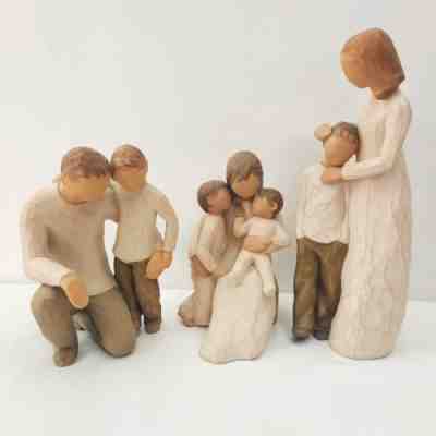 Lot of 3 Willow Tree Family Figures Mother & Son Father Quietly Sons 2002 2000