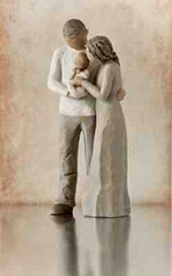 Willow Tree We Are Three Parents New Baby Figure Brown 2013 Susan Lordi Demdaco