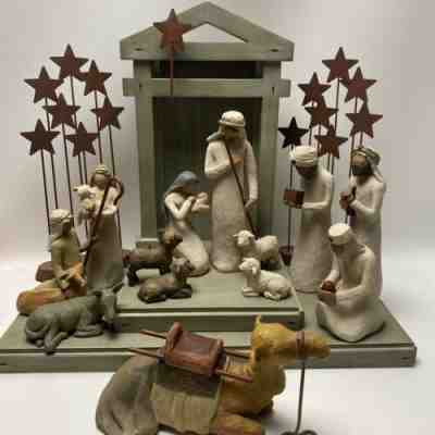 Willow Tree Lordi 1999-00 Sculpted Hand-Painted Nativity Figure Set Stars Creche