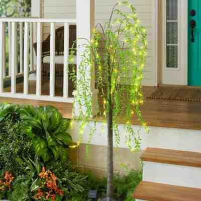 SOLAR Powered WILLOW TREE 90 LED Lights Outdoor Lawn Garden Home Yard Art DÃ©cor