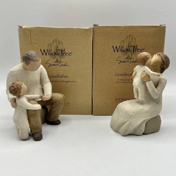 Willow Tree Grandmother & Grandfather Figurines 2001 Demdaco w/Boxes /cb