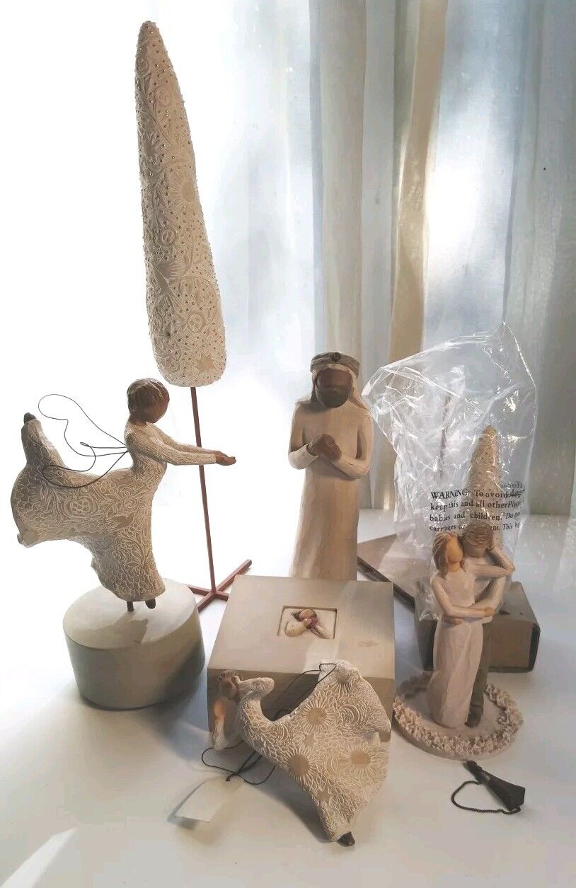 Mixed Lot of 7 WILLOW TREE Figurines- Trinket Box Angel Ornament Wise Man Trees