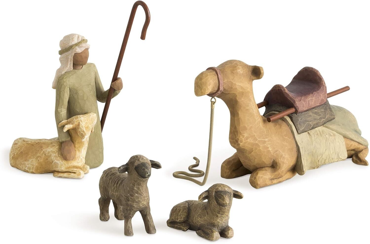 Adorable Hand-Painted Nativity Set: Shepherd, Sheep, Camel, Goat - Gift-Ready