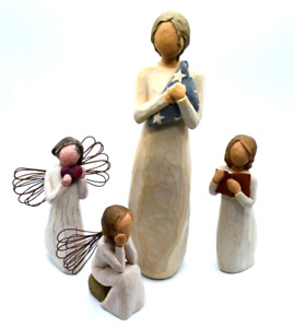 DEMDACO Willow Tree 4 Figurines HERO AMERICAN FLAG HEART WISHING ANGELS LEARNING