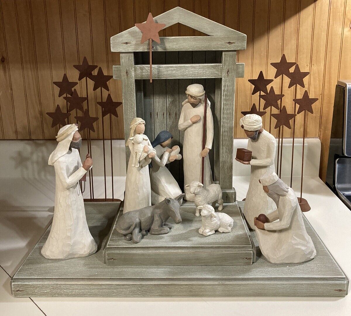 Willow Tree Nativity Set stable Creche Stars Wisemen Mary Baby Jesus Joseph Lot