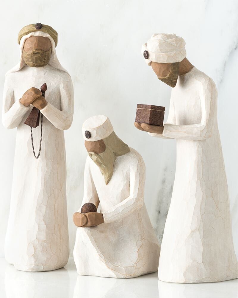Willow Tree Three Wisemen Set, Hand-Painted Figures, Carrying Gifts Holy Family.