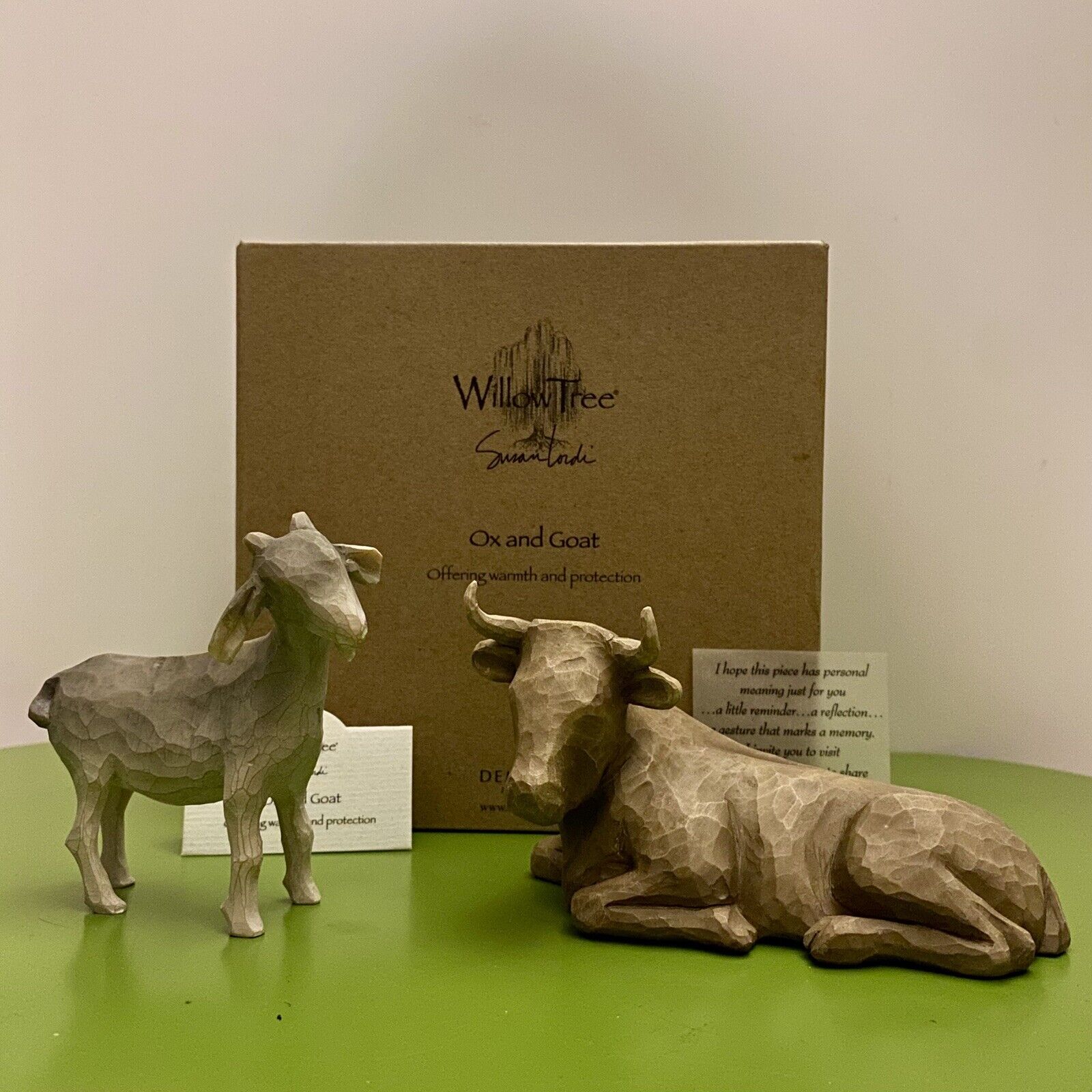 WILLOW TREE OX & GOAT FIGURINE SET CHRISTMAS NATIVITY ANIMALS STATUE