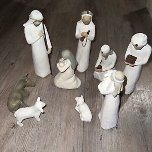 Willow Tree Nativity 9 Pieces Set Vintage 1999 3 Wisemen Shepard Sheep Donkey