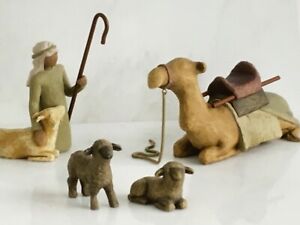 Willow Tree Shepherd and Stable Animals 7" Hand-Painted Resin Figure Set (26105)