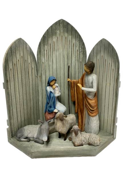 Willow Tree ‘The Christmas Story’ Mary Joseph Jesus Sanctuary & Animals EUC
