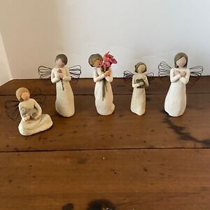 Willow Tree Figure Lot of 5 Angels - Loving, Bloom, Learning, Sign And Kindness