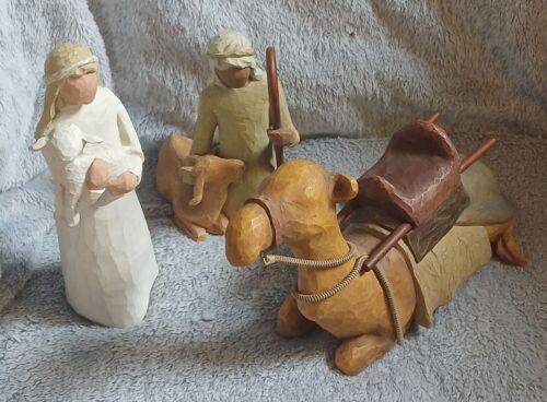 Willow Tree Shepherd and Stable Animals Nativity Hand-Painted Resin Figure Set