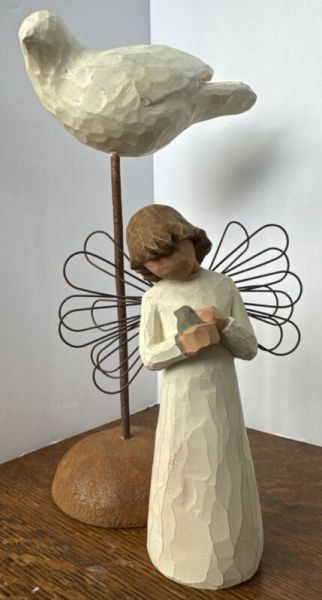 Willow Bird 26006  & Angel of Healing Figurine Sculpture Lordi Angel Bird 5"