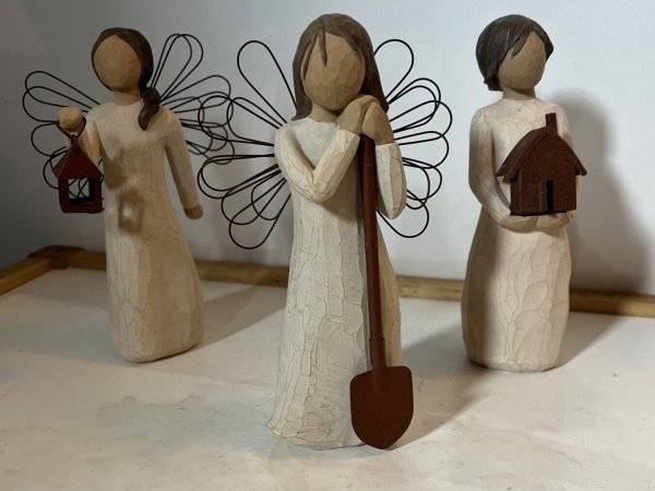 Vintage Susan Lordi Demdaco Willow Tree Angel & Figurine Lot Of 3 Garden Themed
