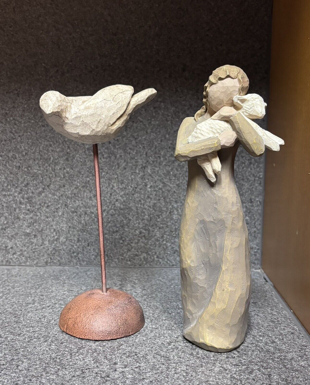 Willow Tree Peace On Earth Figurine 2002 & White Dove On Stand From Nativity Set