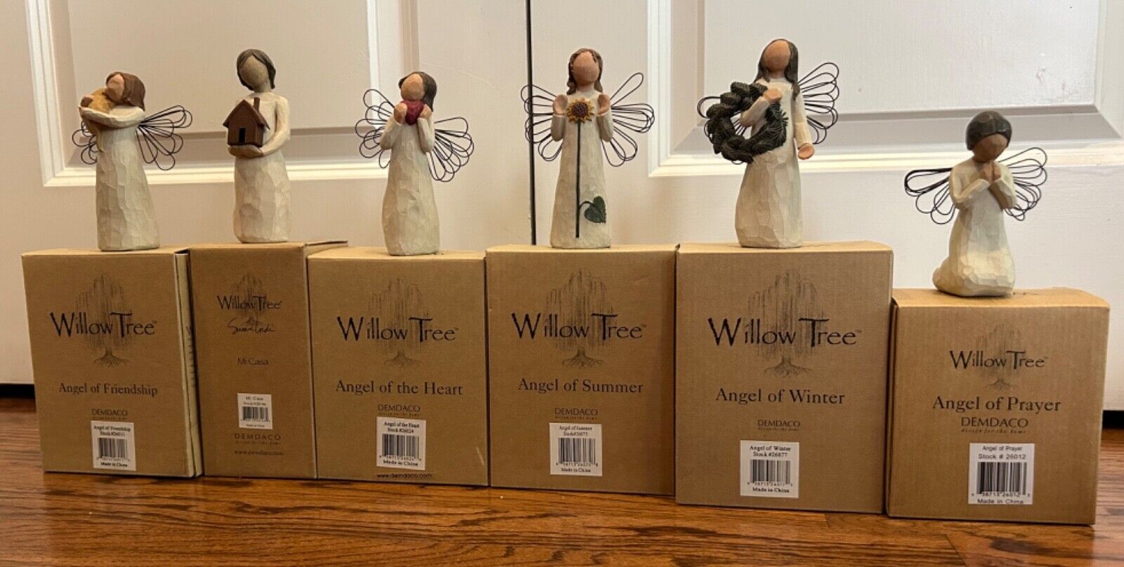 Set of 6 willow tree angels - summer, winter, friendship, prayer, mi casa, heart