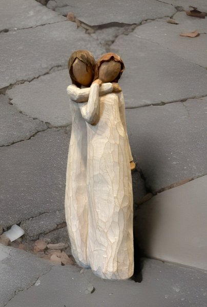 Willow Tree 8 1/2" Chrysalis Figure Woman Standing Behind & Holding Other Woman