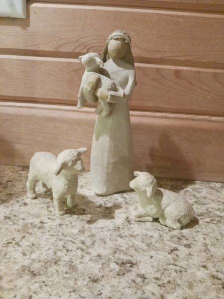 3 piece Willow Tree Nativity Shepherd w/ Lamb Sheep Figures Lordi 1999 Figurine