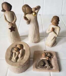Demdaco Willow Tree Figurine Lot Prayer of Peace Angel Of Light Wonder Hug Embra