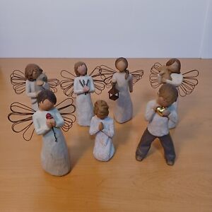 Lot of 7 Demdaco Willow Tree Figurines by Susan Lordi Angels Cat Dog Heart Rose