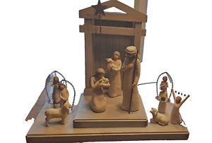 Willow Tree Nativity Scene with 5 Figurines and 5 Angels Total 10 Plus Stable